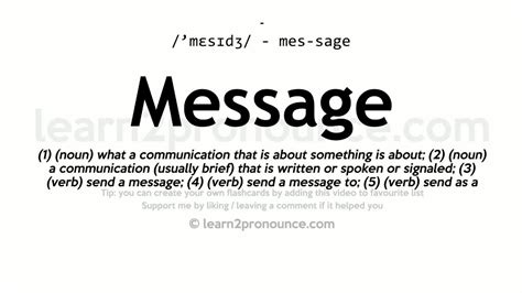 how to pronounce message|messages define.